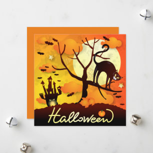 Halloween Svart Katt Julkort