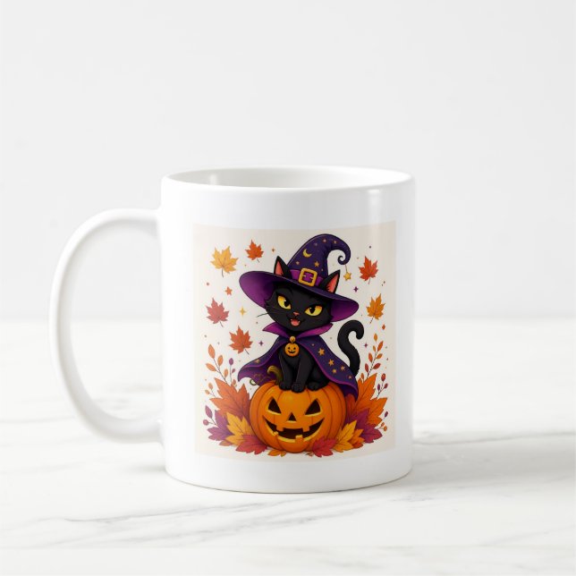 Halloween Svart Katt Kaffemugge Kaffemugg (Vänster)