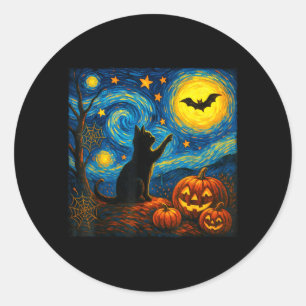 Halloween Svart Katt Kattälskare Katt Runt Klistermärke