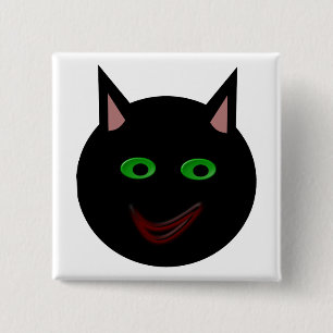 Halloween Svart Katt Knapp