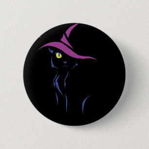 Halloween svart katt knapp