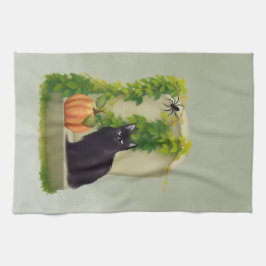 Halloween Svart Katt Kökshandduk