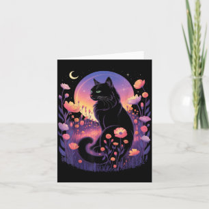 Halloween Svart Katt Kostym Mystisk Kattälskare Kort