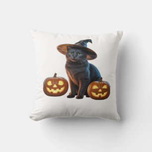 Halloween Svart Katt Magi Klassisk T-Shirt Kudde