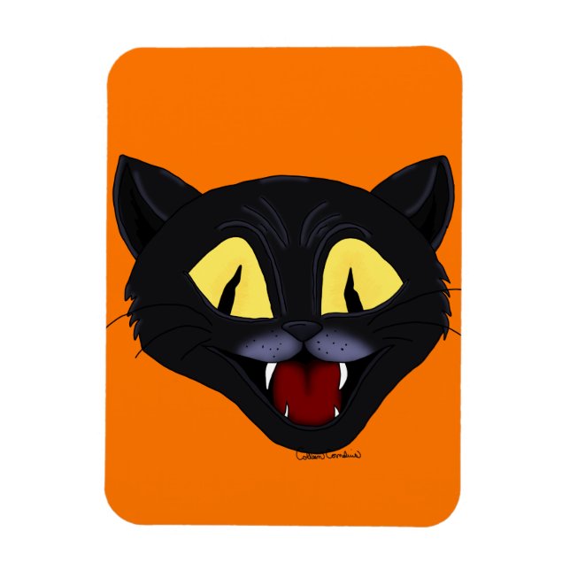 Halloween Svart Katt Magnet (Vertikal)