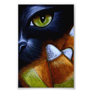 HALLOWEEN SVART KATT med SOCKERSKORPOR 10 CM X 15 Fototryck