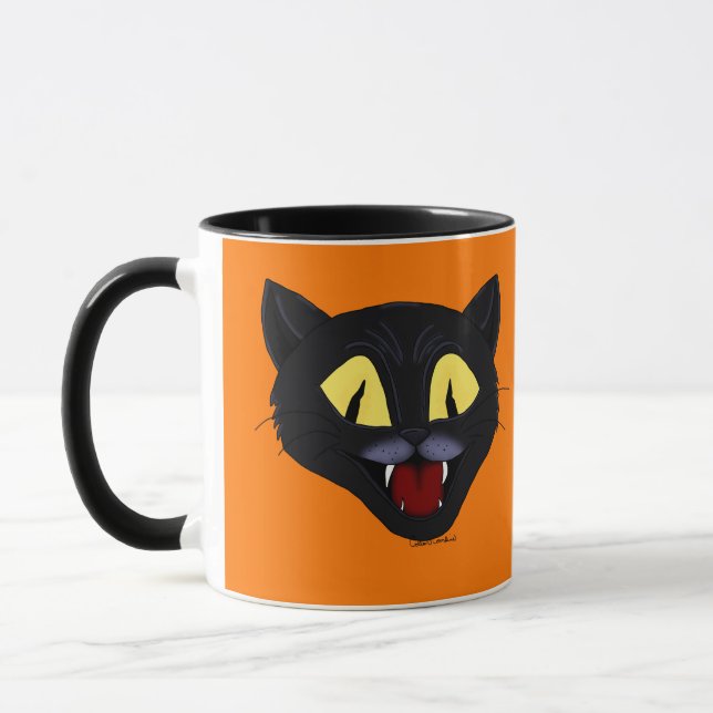 Halloween Svart Katt Mugg (Vänster)