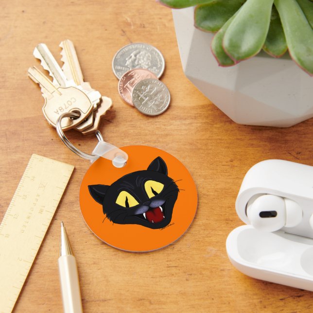 Halloween Svart Katt Nyckelring (Skrivbord)