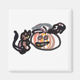 Halloween svart katt och korp magnet