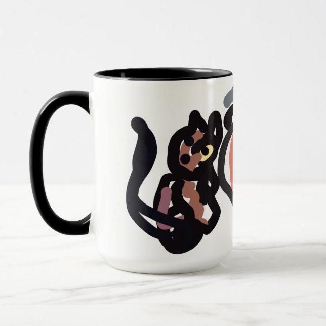Halloween svart katt och korp mugg (Vänster)