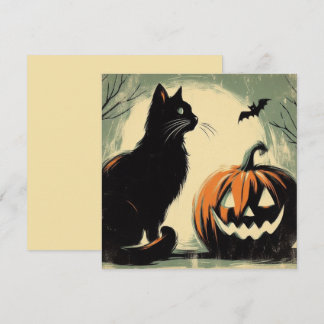 Halloween Svart Katt och Pumpa Kort
