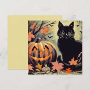 Halloween svart katt och pumpa kort