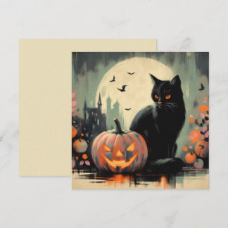 Halloween Svart Katt och Pumpa Kort