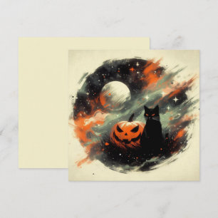 Halloween svart katt och pumpa kort