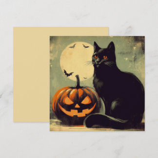 Halloween Svart Katt och Pumpa Kort