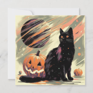 Halloween Svart Katt och Pumpa Kort
