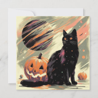 Halloween svart katt och pumpa kort