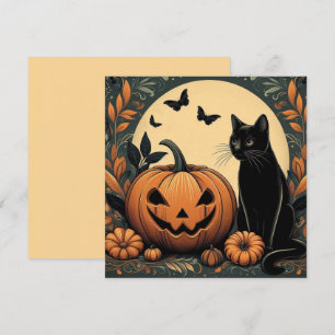 Halloween svart katt och pumpa kort