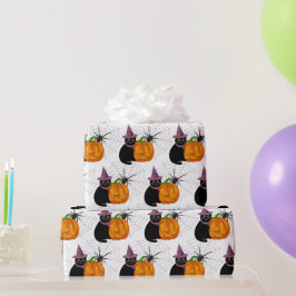 Halloween Svart Katt och Pumpa Mönster Hantverk Presentpapper