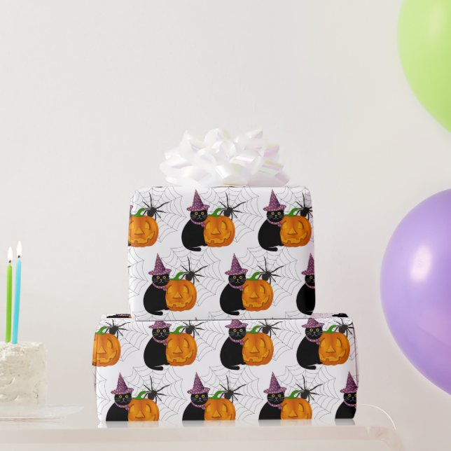 Halloween Svart Katt och Pumpa Mönster Hantverk  Presentpapper (Festgåvor)