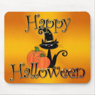 Halloween svart katt och pumpa musmatta