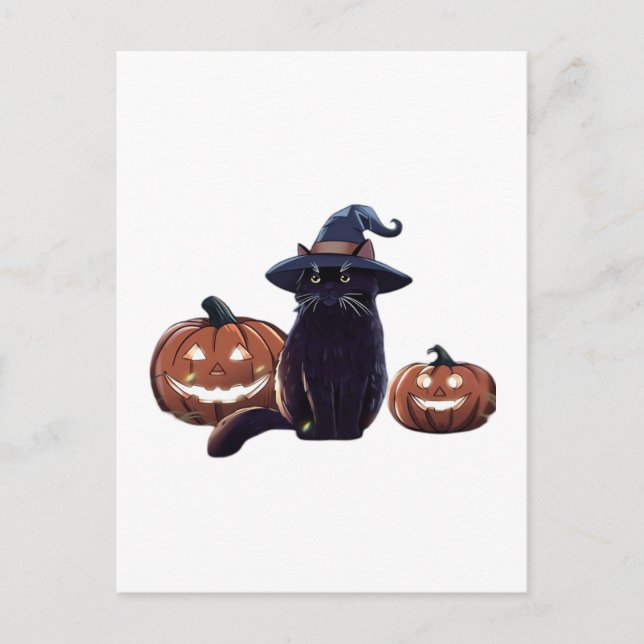 Halloween svart katt Oversized T-Shirt Vykort (Framsida)