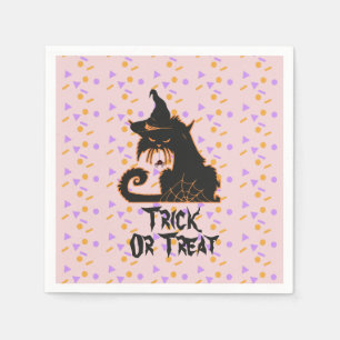 Halloween Svart Katt Party Konfetti Rosa Pappersservett