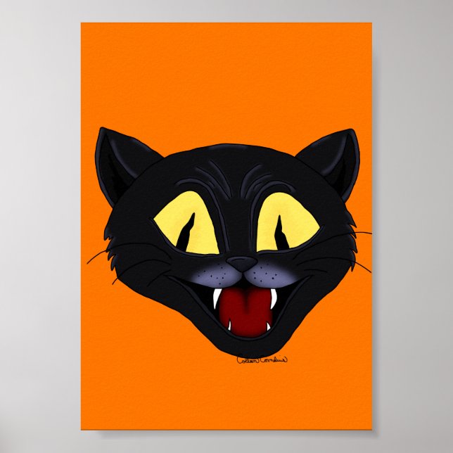 Halloween Svart Katt Poster (Framsidan)