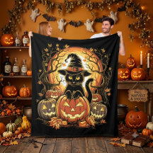 Halloween Svart Katt Pumpa Häxa Katt Skräck