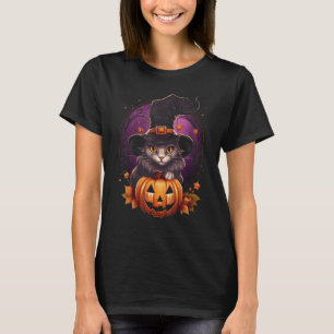 Halloween Svart Katt Pumpa Kostym Kuslig Häxa H T Shirt