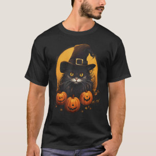 Halloween Svart Katt Pumpa Kostym Skum Onda Häxa H T Shirt