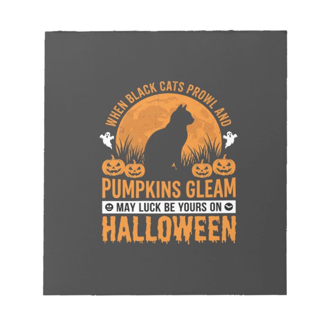 Halloween Svart Katt Pumpa Måne Design_1 Anteckningsblock (Framsida)