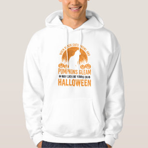 Halloween Svart Katt Pumpa Måne Design_1 Hoodie