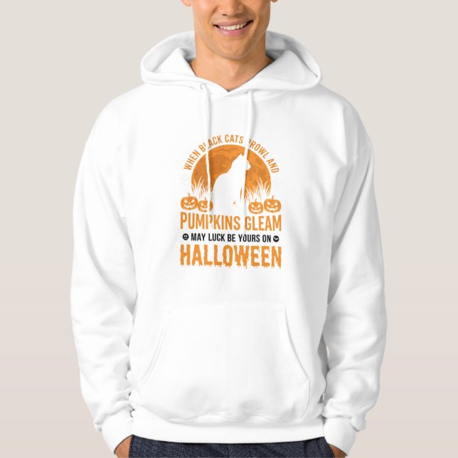 Halloween Svart Katt Pumpa Måne Design_1 Hoodie (Framsida)