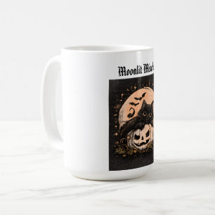Halloween Svart Katt & Pumpa Månsken Kaffemugg