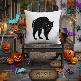 Halloween Svärt Katt Silhuett Teckning Kudde
