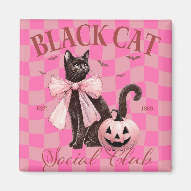Halloween Svart Katt Söt Magnet (Framsidan)