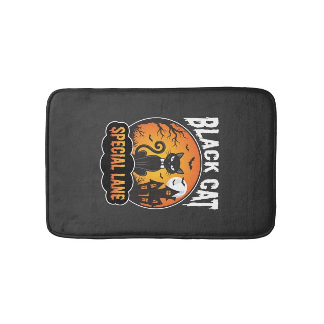 Halloween Svart Katt Spökhus Mån Design Badrumsmatta (Framsidan)