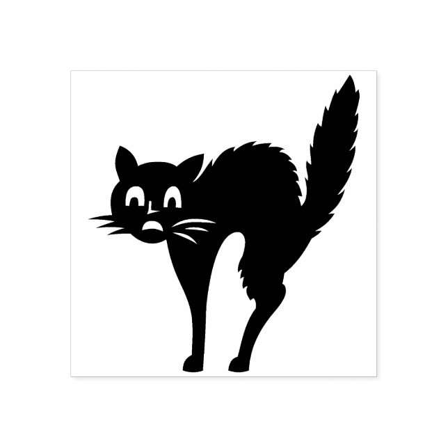 Halloween svart katt stämpel (Tryck)