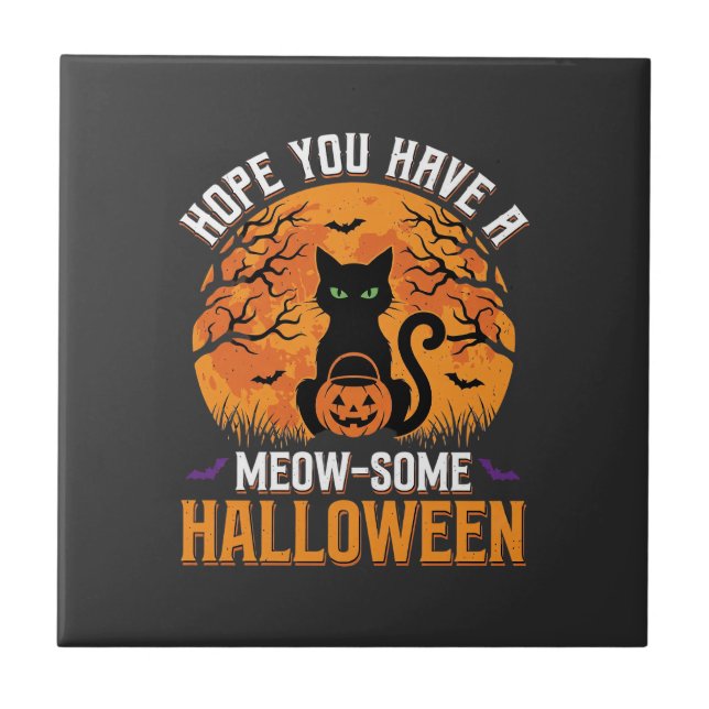 Halloween Svart Katt Super Kakelplatta (Framsidan)