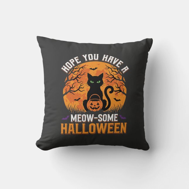 Halloween Svart Katt Super Kudde (Framsida)