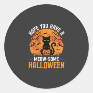 Halloween Svart Katt Super Runt Klistermärke