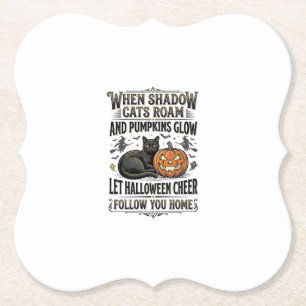 Halloween Svart Katt Tröja Vintage Pumpa Gravyr Underlägg Papper