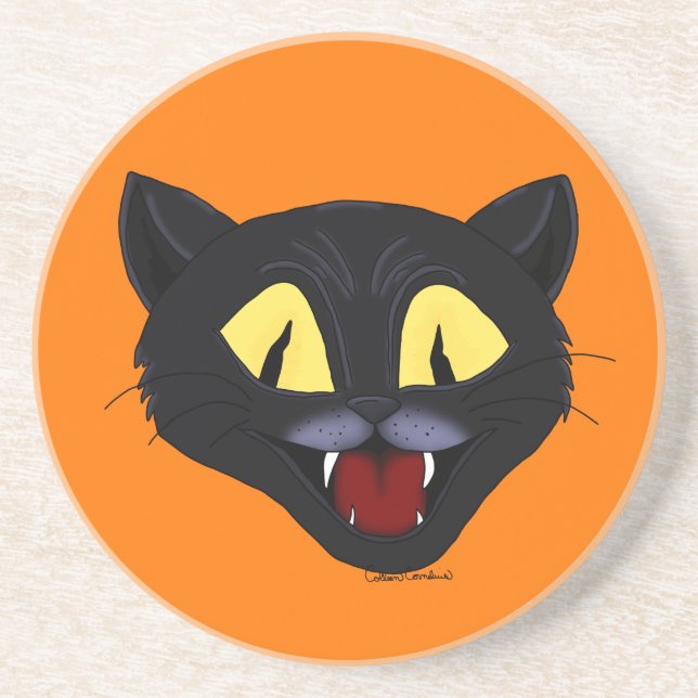 Halloween Svart Katt Underlägg (Framsidan)
