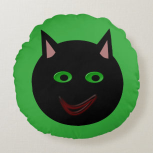Halloween svart kattkudde rund kudde