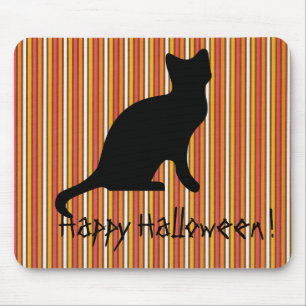 Halloween svart kattrandar musmatta