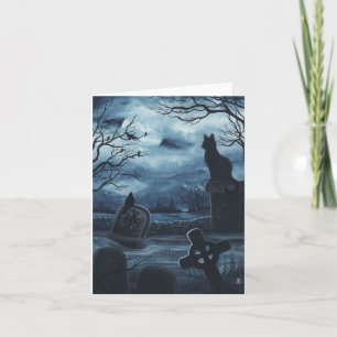 Halloween svart kattsamhälle korpsvarta tomma kort