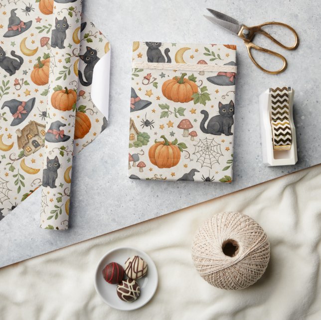 Halloween Svart Kattunge Stuga Presentpapper (Hantverk)