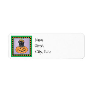 Halloween Svart lab Returadress Etikett