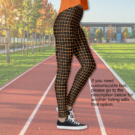 Halloween - Svart med orange nät - INGEN TEXT Leggings